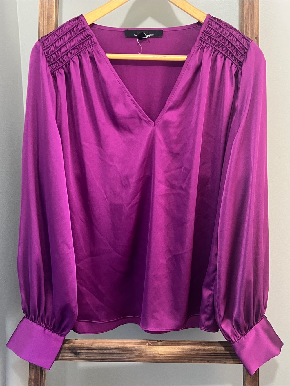 White House Black Market Magenta Satin Blouse